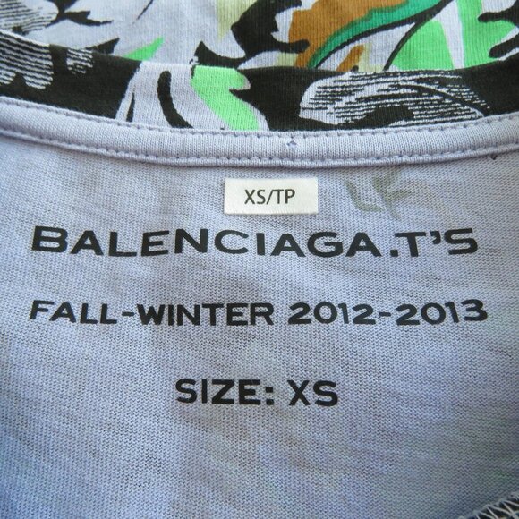 BALENCIAGA FW 2012 - 2013 Abstract Pop Art Cotton Tee T Shirt Lilac - Size XS - Picture 14 of 15
